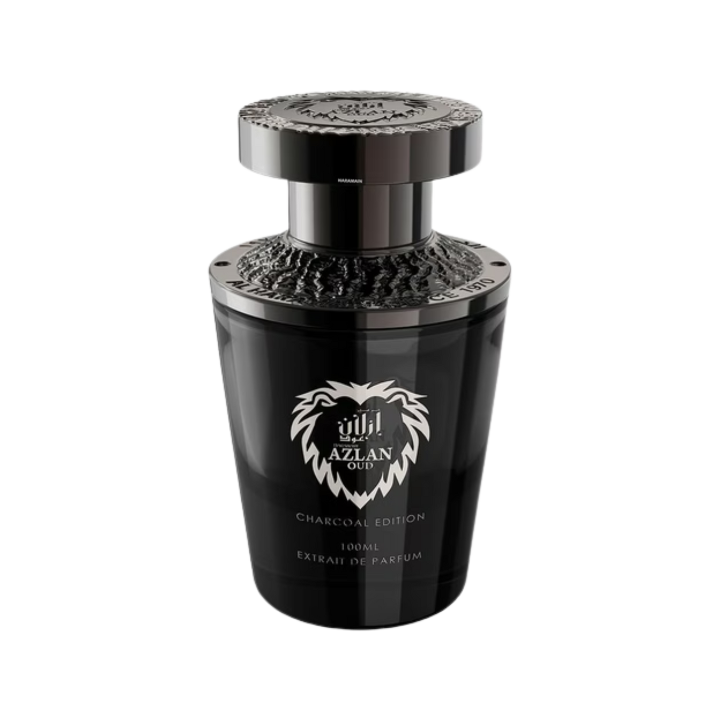 Al Haramain Azlan Oud Charcoal Edition flakon na przezroczystym tle