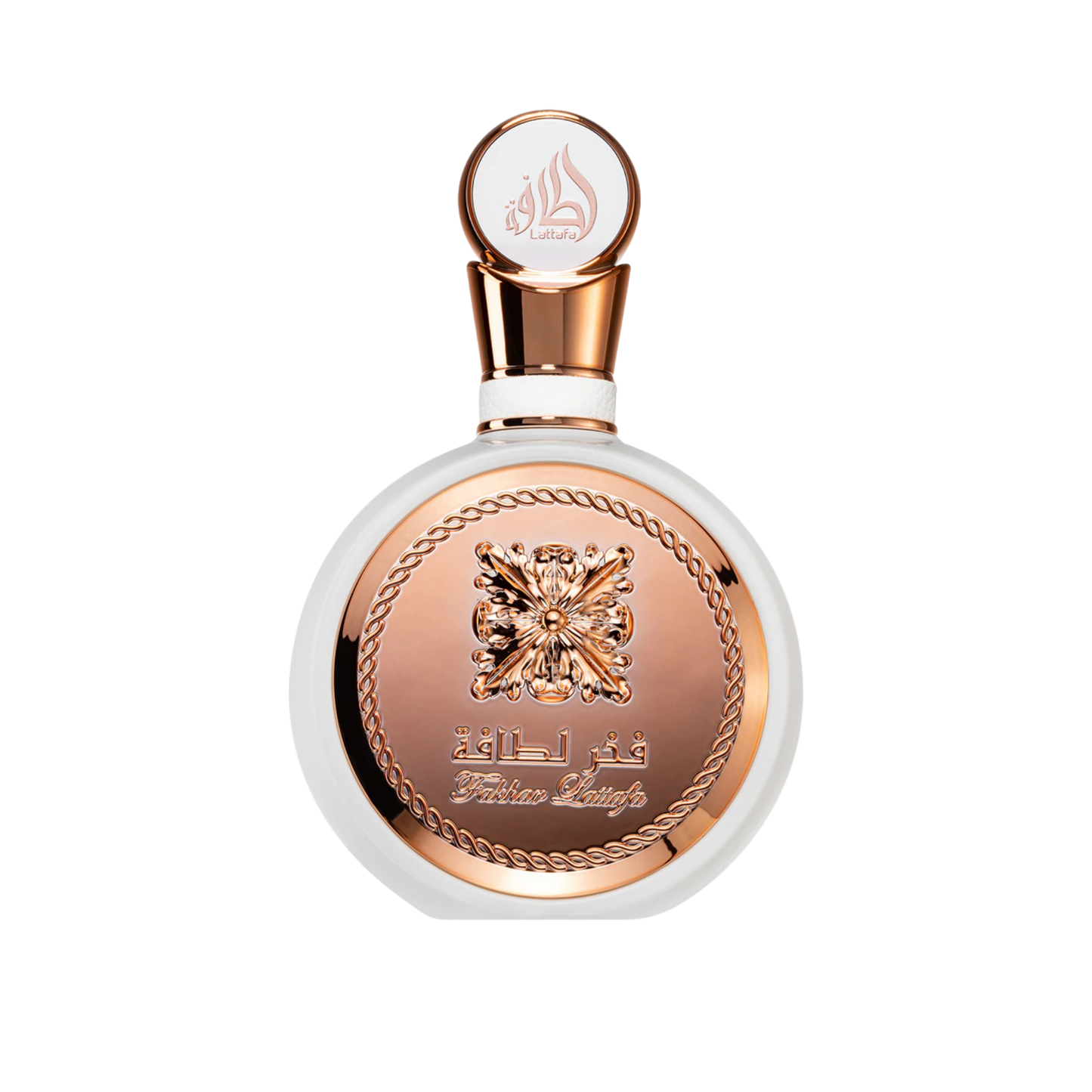 Fakhar Body Spray – arabski spray do ciała, flakon na przezroczystym tle