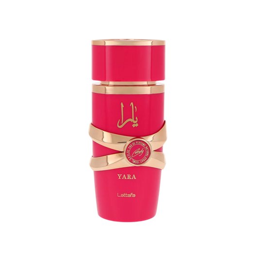 Lattafa Yara Candy flakon perfum na przezroczystym tle