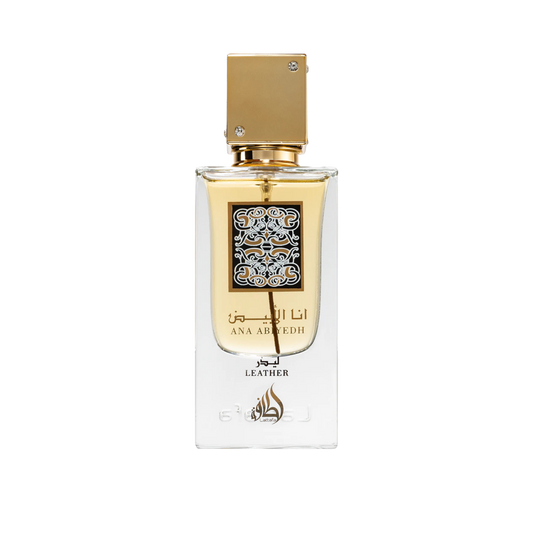 Leather – arabskie perfumy, zdjęcie flakonu na przezroczystym tle