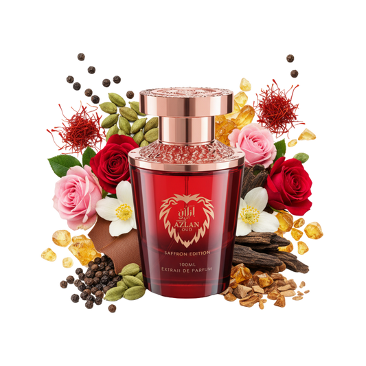 Składniki perfum Al Haramain Azlan Oud Saffron: szafran, oud i skóra