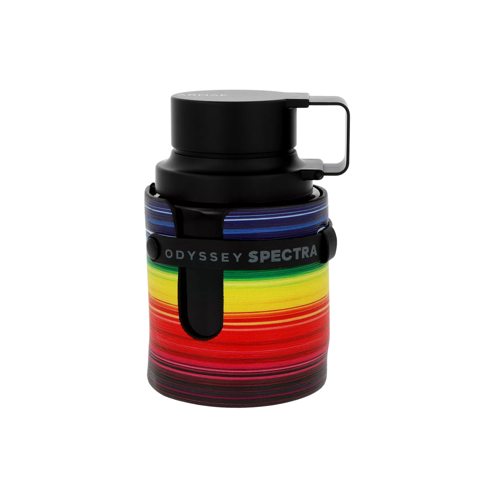 Armaf Odyssey Spectra Rainbow – miniatury i flakon 100 ml na przezroczystym tle
