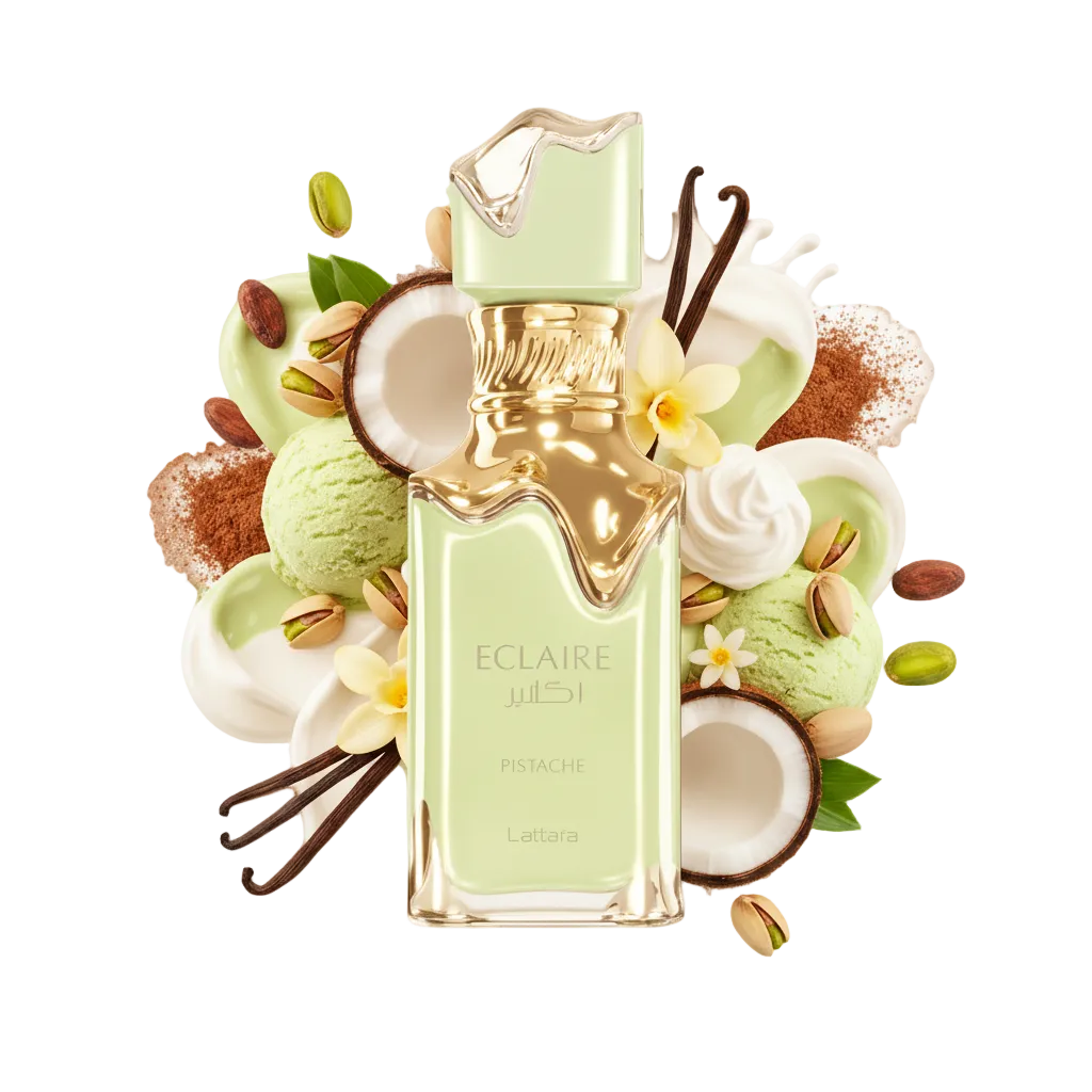 Eclaire Pistache – arabskie perfumy, flakon z nutami wanilii, karmelu i bitej śmietany
