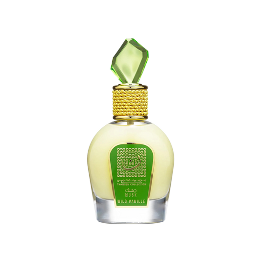 Ithra dubai musk wild vanille – arabskie perfumy, zdjęcie flakonu na przezroczystym tle