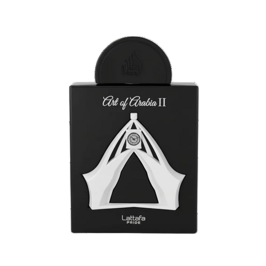 Lattafa Pride Art of Arabia II flakon na przezroczystym tle