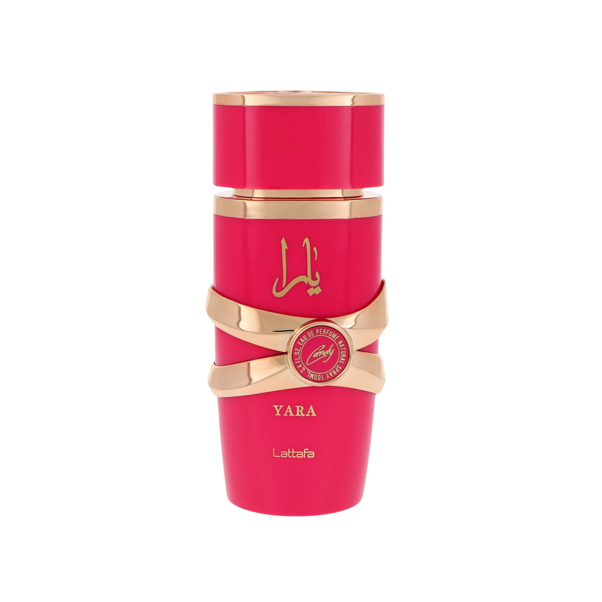 Lattafa Yara Candy flakon perfum na przezroczystym tle