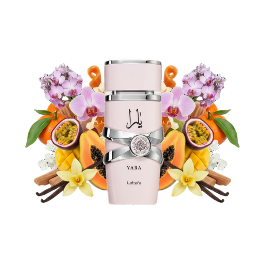 Yara – arabskie perfumy, flakon z nutami owoców tropikalnych, wanilii i mlecznych akordów